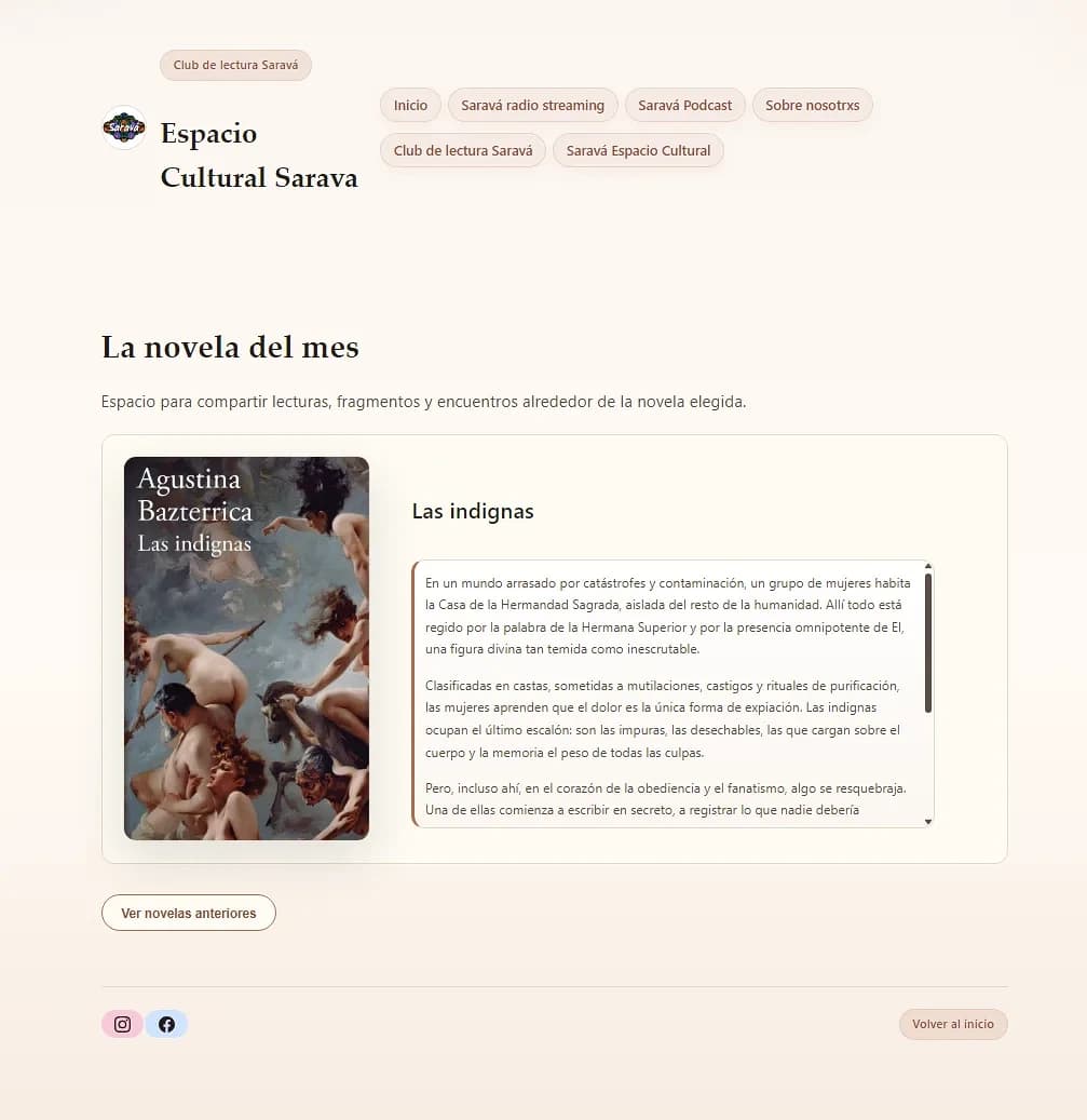 Saravá reading club page