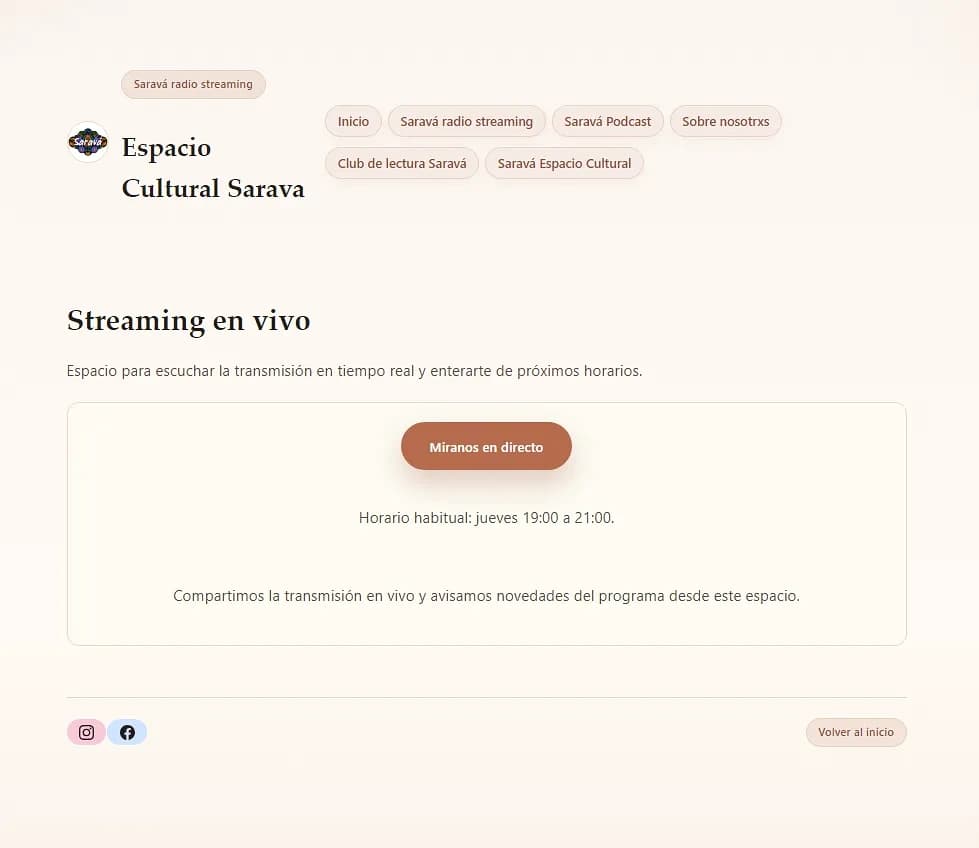 Saravá live radio page
