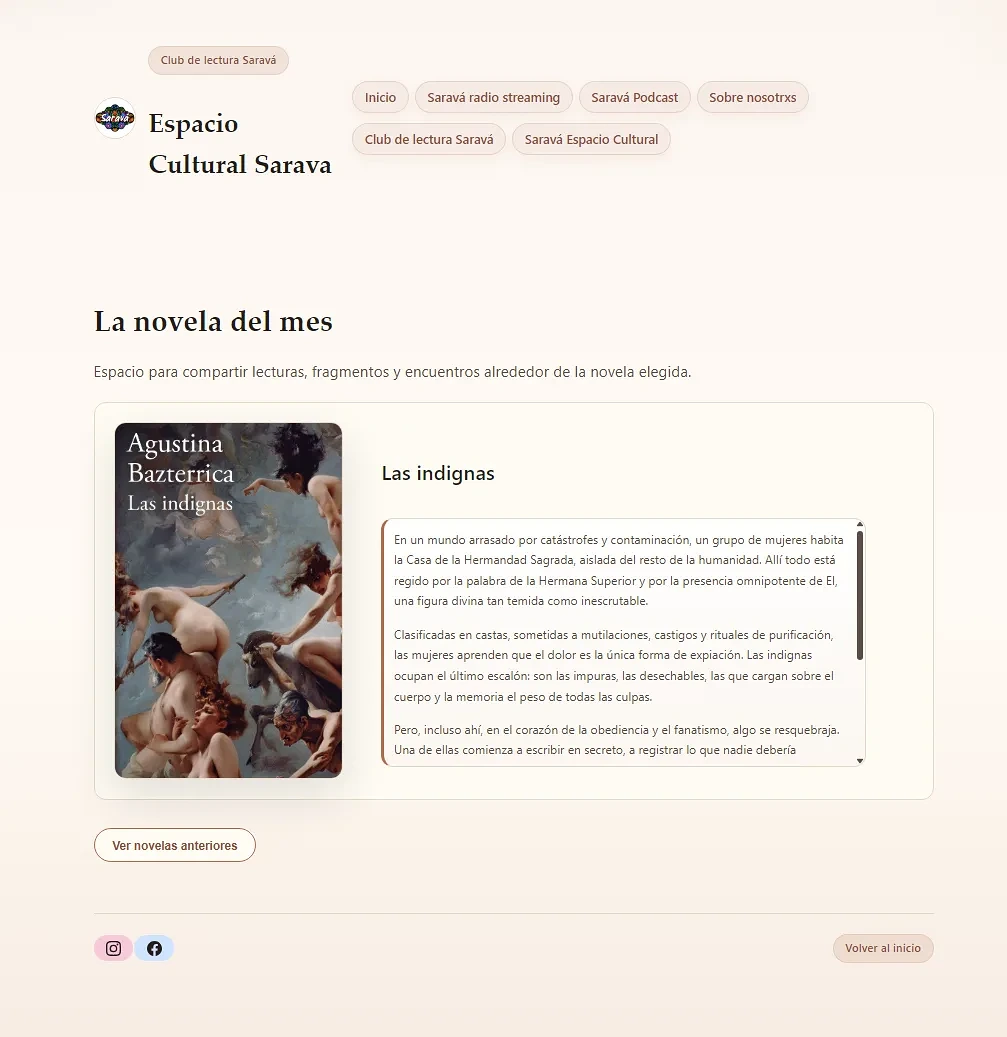 Saravá reading club page